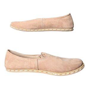 Sabah Womens Stone Tan Leather Suede Slip On Shoes Size 38 (US 7)